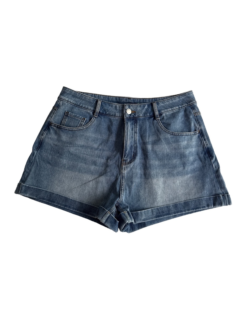 HALARA NWT Shorts Women's Blue Flex Denim Stretch 5 Pocket Comfort 3” Inseam L
